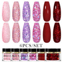 MEET ACROSS Dipping Nail Powder Set Glitter Nude Red Pink Purple Natural Dry Dipping Nail Powder System Kit Nail Art Manicure