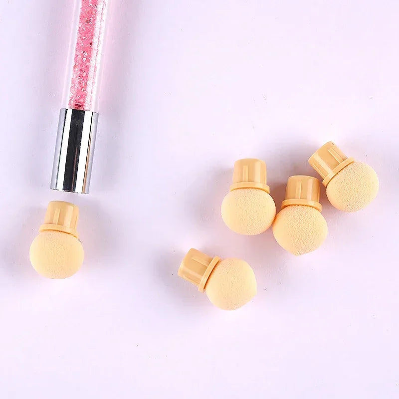 New Double-ended Gradient Shading Pen Dotting Brush Sponge Head Rhinestone Handle Nail Art Painting Tool Nail Art Brush