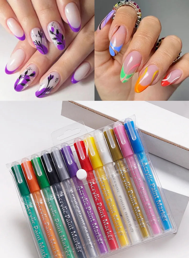 Gold Metal Nail Art Pen Waterproof Polishmarker for Graffiti Design Paint Line Pencil Gel Nail Enhancement Tools Nail Polish