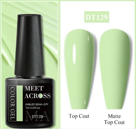 MEET ACROSS 7ml Gel Nail Polish Spring 140 Colors For Fall Decoration Semi Permanent Matte Top Coat Nail Art UV Gel Varnish