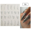 Golden Wave Line 3D Nail Sticker Marble Blue Geometry Abstract Nail Art Sliders French Liner Decals Manicure Decorations