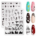 French Line Stripe Design Nail Art Stamping Plate Nail Polish Flower Leaf Printing Stamp Template Tool Manicures Decoration New