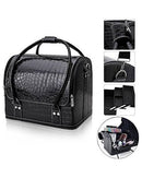 Professional Makeup Train Case, Flymei Large Space Make Up Vanity Long Stand Black Bag