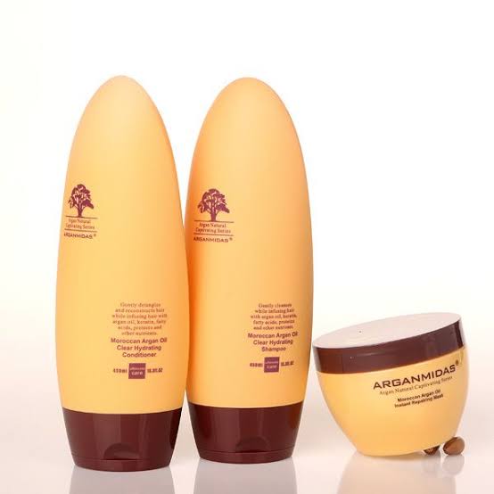 Triple Pack: 3 x 200ml Pure Arganmidas Moroccan Argan Oil Shampoo, 200ml Conditioner, and 300ml Repairing Mask