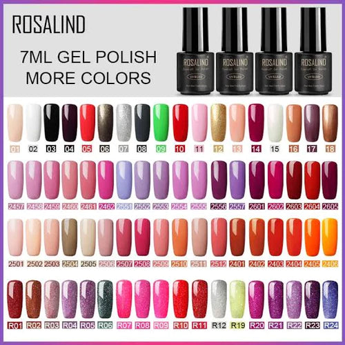 Pack of 10 ROSALIND Soak Off UV Gel Nail Gel Polish 7ml