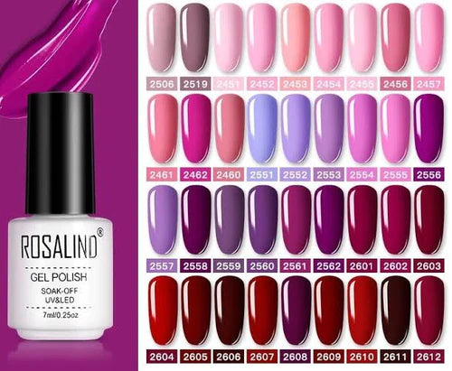 Pack of 10 ROSALIND Soak Off UV Gel Nail Gel Polish 7ml