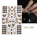 New 3D Spring Floral Stickers for Nails Decals Vintage Clock Bird Rose Flowers Decoration Golden Butterflies Nail Art Sliders