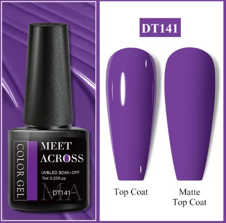 MEET ACROSS 7ml Gel Nail Polish Spring 140 Colors For Fall Decoration Semi Permanent Matte Top Coat Nail Art UV Gel Varnish