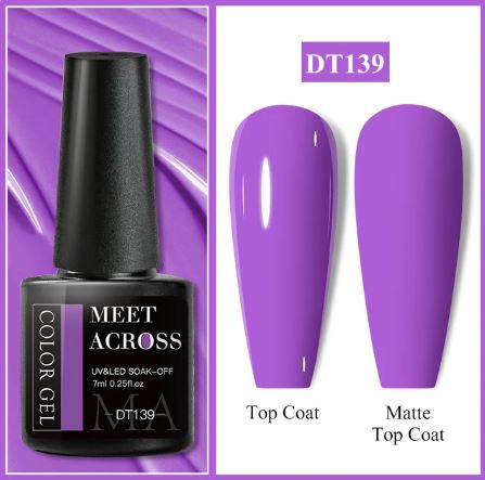 MEET ACROSS 7ml Gel Nail Polish Spring 140 Colors For Fall Decoration Semi Permanent Matte Top Coat Nail Art UV Gel Varnish