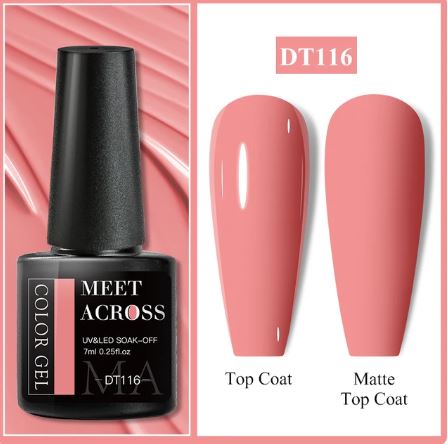 MEET ACROSS 7ml Gel Nail Polish Spring 140 Colors For Fall Decoration Semi Permanent Matte Top Coat Nail Art UV Gel Varnish