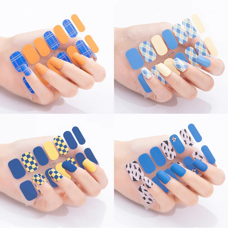 Fashionable Blue Diamonds Nail Art Stickers Collection Manicure DIY Nail Polish Strips Wraps for Party Decor Nail Stickers