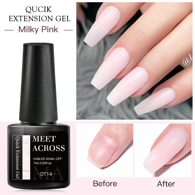 MEET ACROSS 8ML Quick Extension Nail Gel Vernis Nude Milk White Gel Nail Polish UV Semi Permanent Nails Art For Manicure Tools