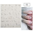 Golden Wave Line 3D Nail Sticker Marble Blue Geometry Abstract Nail Art Sliders French Liner Decals Manicure Decorations