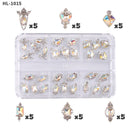 1Box Saturn Planet Cross Nail Charms Jewelry Luxury Parts Gem Stones Crystal Rhinestones Nail Art Decoration Accessories