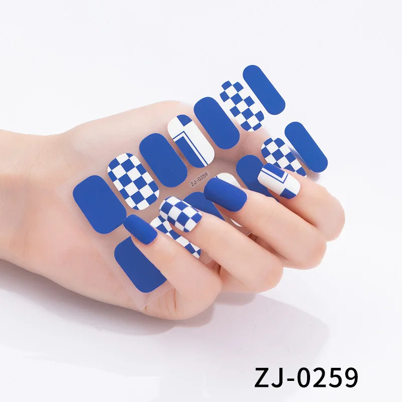 Fashionable Blue Diamonds Nail Art Stickers Collection Manicure DIY Nail Polish Strips Wraps for Party Decor Nail Stickers