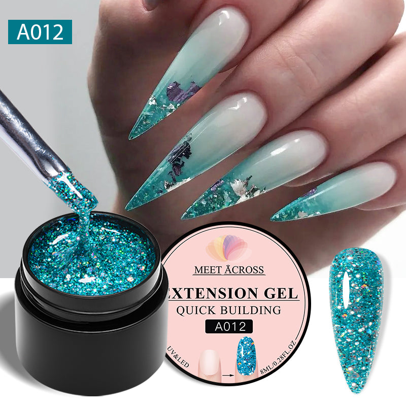 MEET ACROSS 8ML Quick Extension Nail Gel Vernis Nude Milk White Gel Nail Polish UV Semi Permanent Nails Art For Manicure Tools