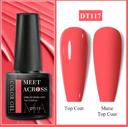 MEET ACROSS 7ml Gel Nail Polish Spring 140 Colors For Fall Decoration Semi Permanent Matte Top Coat Nail Art UV Gel Varnish