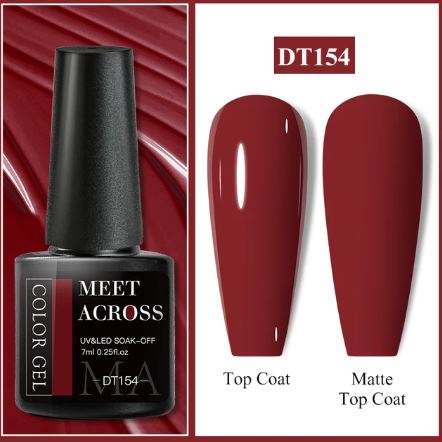 MEET ACROSS 7ml Gel Nail Polish Spring 140 Colors For Fall Decoration Semi Permanent Matte Top Coat Nail Art UV Gel Varnish