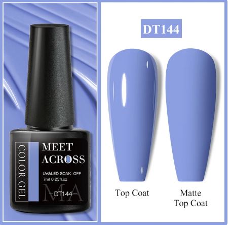 MEET ACROSS 7ml Gel Nail Polish Spring 140 Colors For Fall Decoration Semi Permanent Matte Top Coat Nail Art UV Gel Varnish