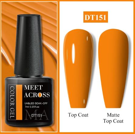 MEET ACROSS 7ml Gel Nail Polish Spring 140 Colors For Fall Decoration Semi Permanent Matte Top Coat Nail Art UV Gel Varnish