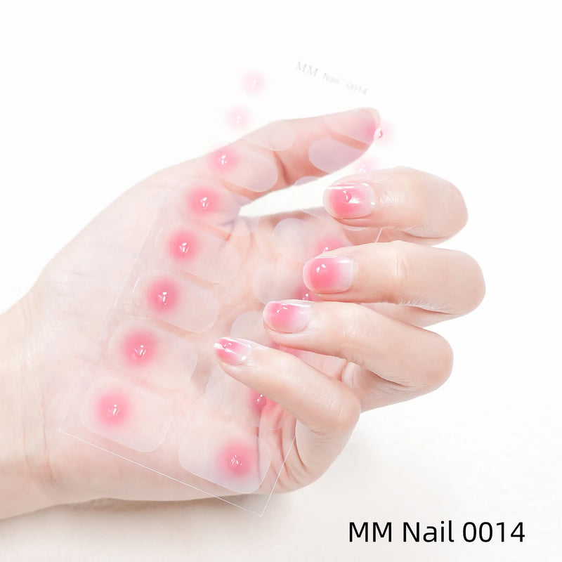 New Marble Gel Nail Strips Patch Sliders Flowers Gradient Color Adhesive Full Cover Gel Nail Stcikers UV Lamp Cured Manicure