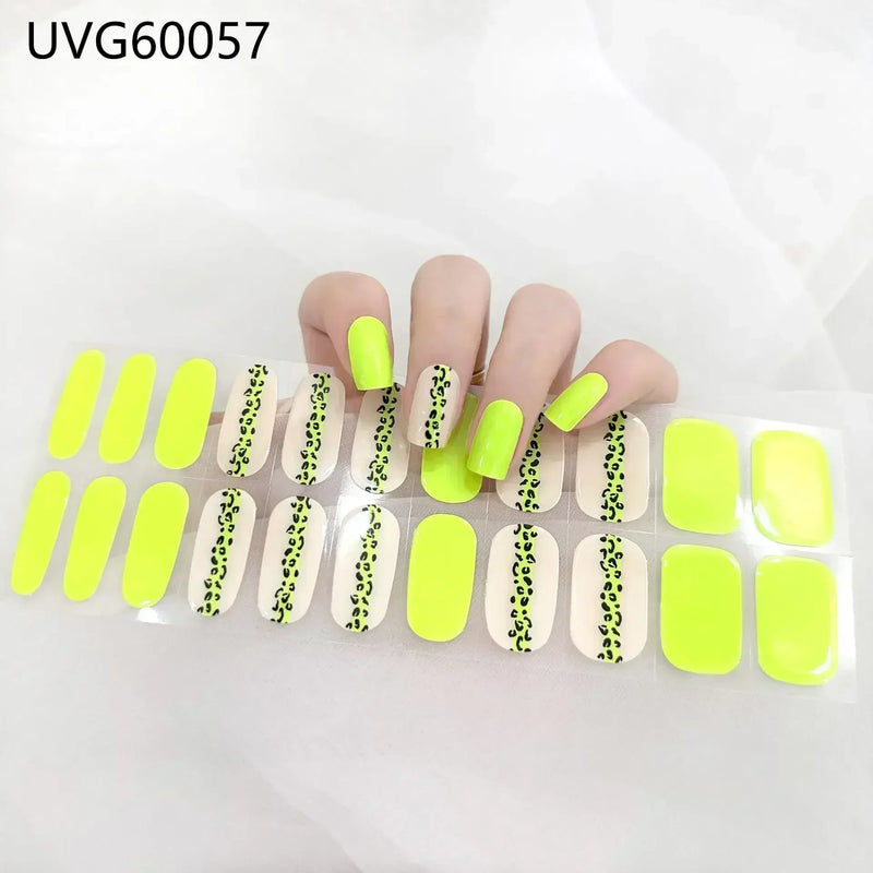 Long Lasting Semi-Cured Gel Nail Nude Patch Slider Adhesive Waterproof Aurora Full Cover Gel Nail Sticker UV Lamp Needed Nails