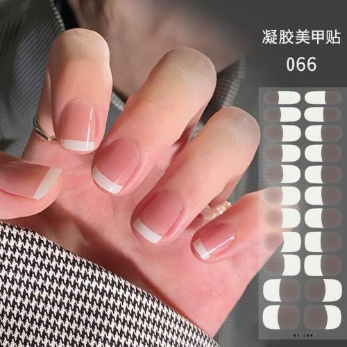 New Ins Woman DIY Manicure UV Gel Nail Stickers Non Baking Lamp 20 Finger Adhesive Nail Sticker Full Paste Semi Cured Nail Wraps