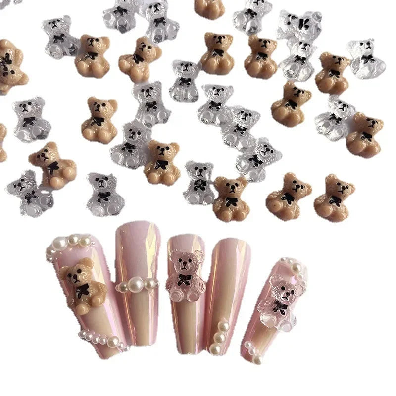 Alphabet Cartoon Bear Accessories Resin Diy Nail Decoration Handmade Materials Nail Supplies Kit Nail Decoration Charms Art