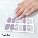 Gel Nail Strips Patch Sliders Flowers Gradient Color Adhesive Full Cover Gel Nail Stcikers UV Lamp Semi-Cured Manicure 14 Tips