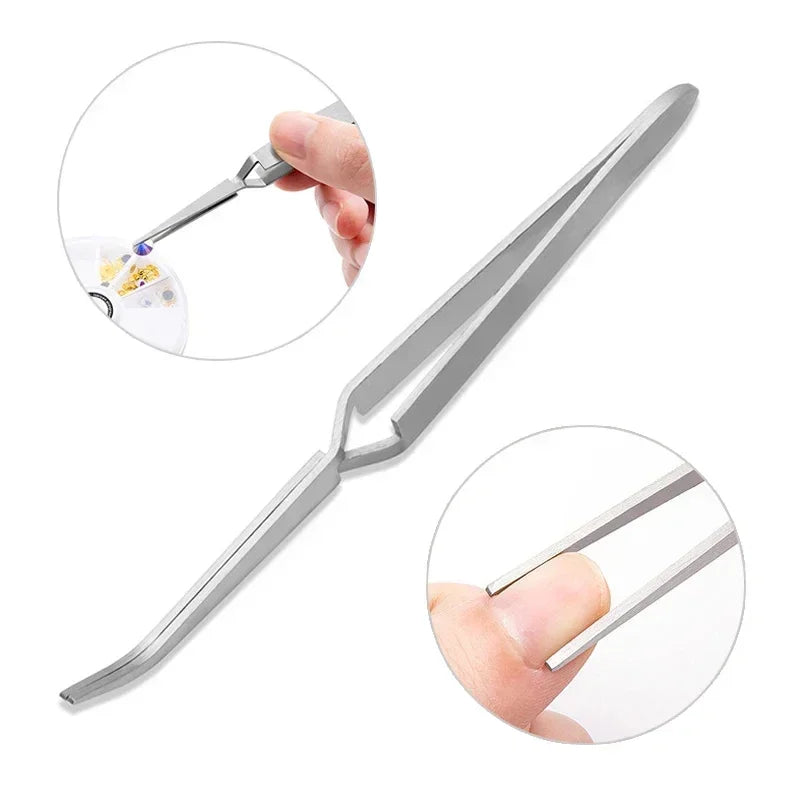 1Pc Multifunction Stainless Steel Nail Art Shaping Tweezers Cross Nail Clip Nail Art Tool Professional New Manicure Tools Uñas