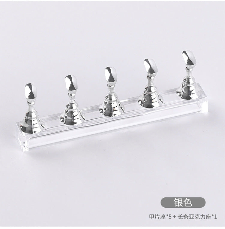 10.5X7X1.5cm 5Pcs Magnetic Multi-color Magnet Nail Tip Display Work Stand Set Press On Nail Tool Nail Art Practice Showing Shelf