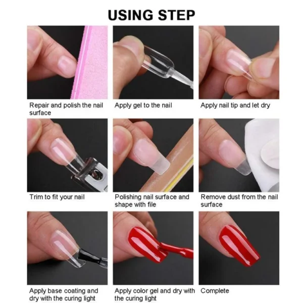 Long Stiletto Full Cover Nail Tips High Quality Natural Color Press On False Nails, Blank Fake Nails - Image 4