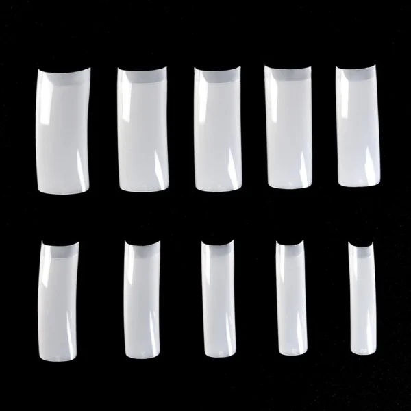 500Pcs Curved Natural and White Half Cover Nail Art Acrylic Artificial False Nail 10 Sizes Square Shape Acrylic Nail Tips Manicure Tools