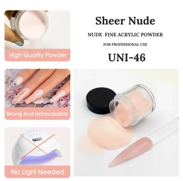 Translucent Natural Nude Acrylic Powder Professional Nude Acrylic Nail Powder for Nail Extension and Carving, - Image 4