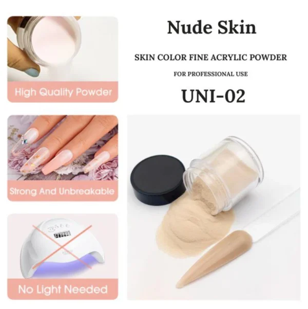 NUDE SKIN Acrylic Powder Extra Fine Professional Polymer Nail Art Powder for Acrylic Nails Extension No Need Nail Lamp - Image 3
