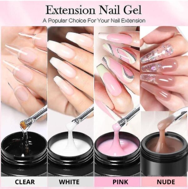 Nailcrafts 15 ml Builder Gel for Gel Nails, 4-in-1 Nail Extension Gel Glue Nail Strengths Nail Manicure, UV Builder Gel Nail Gel Builder Poly Nail Quick Extension Building
