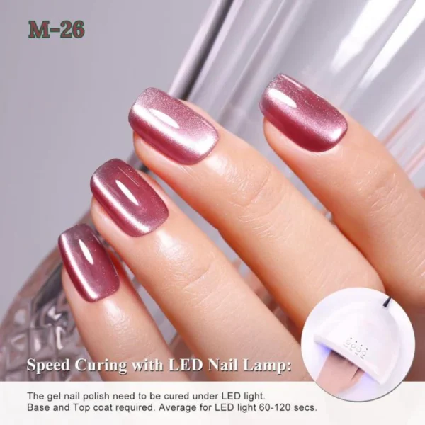 Nailcrafts Shineglow Cat Eye Gel Nail Polish Magnetic Uv Soak Off Gel Varnish Rosy Pink Clouds Light Nail Art Gel - Image 5