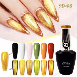 Nailcrafts Shiny Gold Cat Eye Gel Nail Art Polish Gel Gold Snowlight Semi-transparent Soak Off Gel Polish Led UV Gel For Manicure
