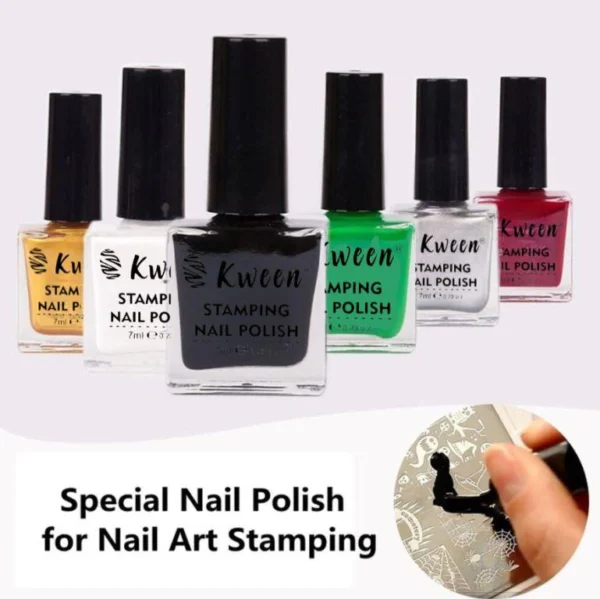 Nailcrafts Stamping Nail Polish 7m Bright Color Pink Green DIY Nail Art Stamping Print for Stamping Plates Manicure Varnish - Image 4