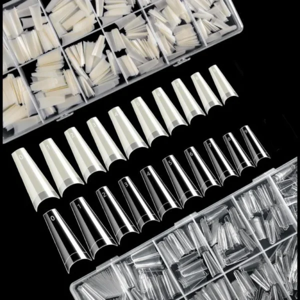 500PCS Half Cover Ballerina Nail Tips - Acrylic Nail Tips, 10 Size Clear Nail Tips, Half Cover Acrylic False Nail Tips With Box for Nail Tips Art Salons and Home - Image 7