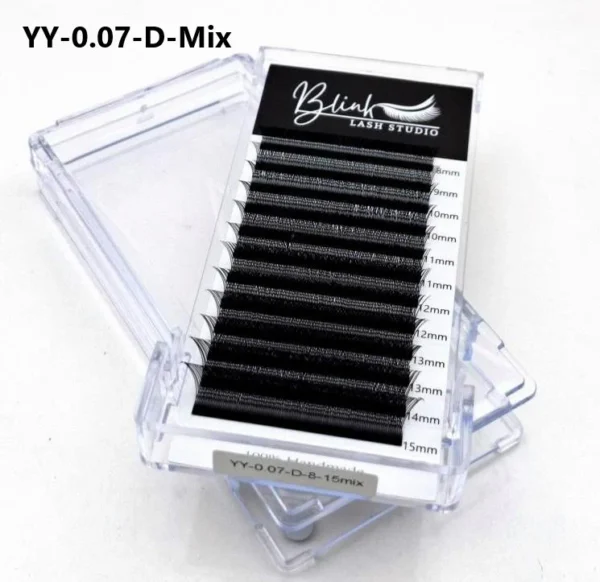 Blink YY Lashes 2D Pre Made Fan Eyelash Extensions Volume 0.07 CC / 0.07D Curl Mix Premade Y Shape Soft Natural Eyelashes Extension by Blink