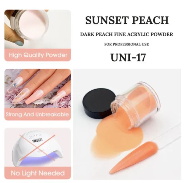 Sunset Peach Acrylic Powder Nail Art Professional Polymer Powder For Nail Extension Carving Home Salon DIY Supplies - Image 5