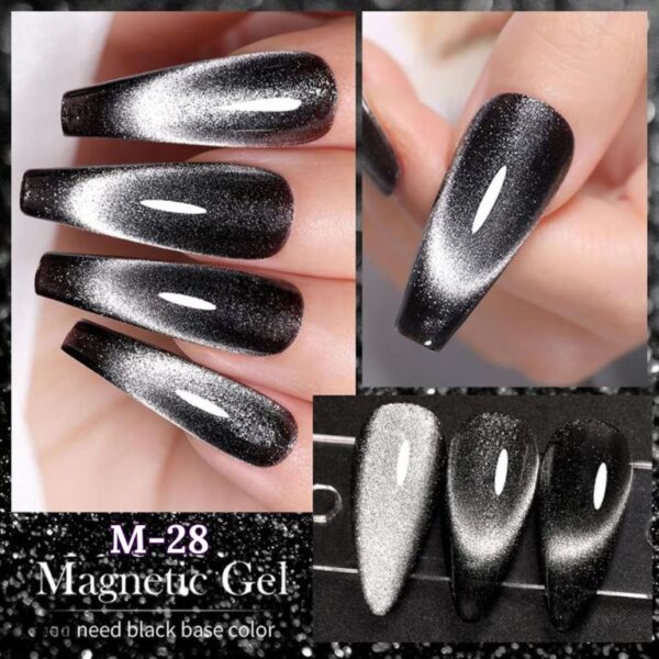 Nailcrafts Silver Color Gel Nail Polish 9D Cat eyes Glitter Magnetic Gel Polish UV Gel Nail Polish with Magnetic Stick for Nail Salon - Image 2
