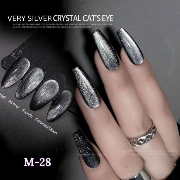 Nailcrafts Silver Color Gel Nail Polish 9D Cat eyes Glitter Magnetic Gel Polish UV Gel Nail Polish with Magnetic Stick for Nail Salon - Image 4