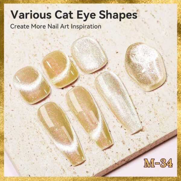 Nailcrafts Cat Eye Gel Polish Gold Magnetic Nail Polish Glitter Cateye Sparkle Nail Art Polish Soak Off For Nail art and Manicure - Image 3