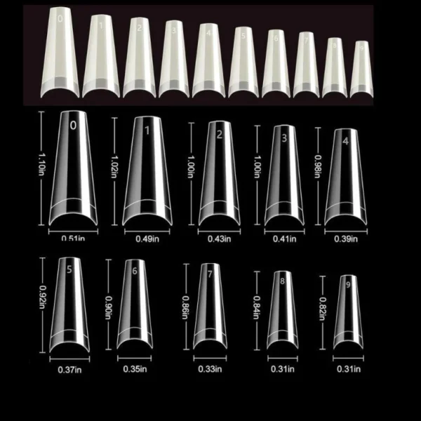 500PCS Half Cover Ballerina Nail Tips - Acrylic Nail Tips, 10 Size Clear Nail Tips, Half Cover Acrylic False Nail Tips With Box for Nail Tips Art Salons and Home - Image 3