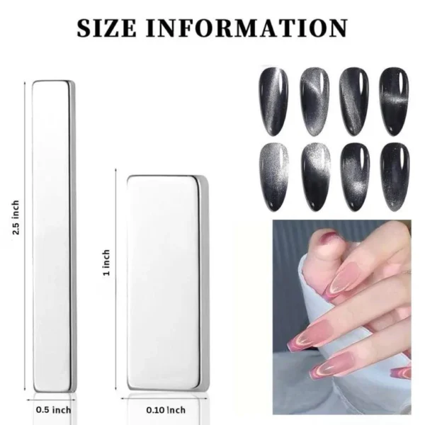 Cat Eye Magnet for Nails Multi-Function Magnet Bar Square Thickened Cat Eye Strong Magnet Plates Nail Magnet Tool Set for Cat Eye Gel Polish Nail Art - Image 2
