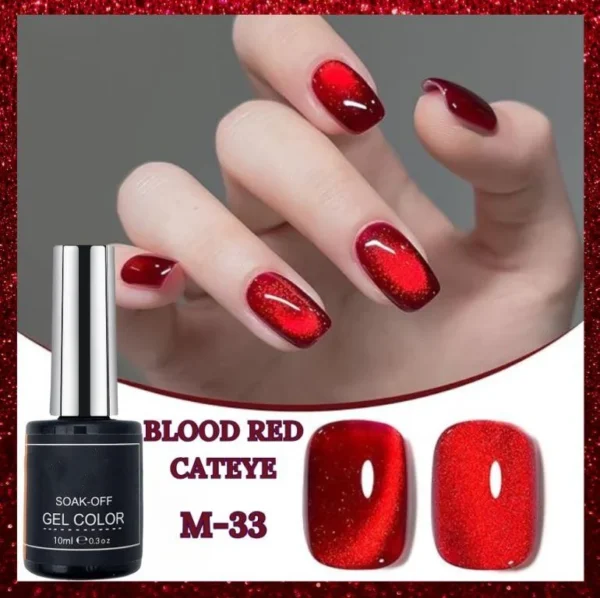 Nailcrafts Cat Magnetic Eye Gel Nail Polish Ruby Red Glitter Shiny Sparkle Crystal Gel Nail Polish Magnetic Nail Polish Salon DIY at Home