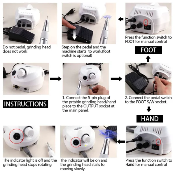 Professional Electric Nail Drill 30000RPM Manicure Machine Attachment Manicure Pedicure Nail File Tools Drill Polish Bits Tools Set nail art kit nail art kit for girls machine - Image 3