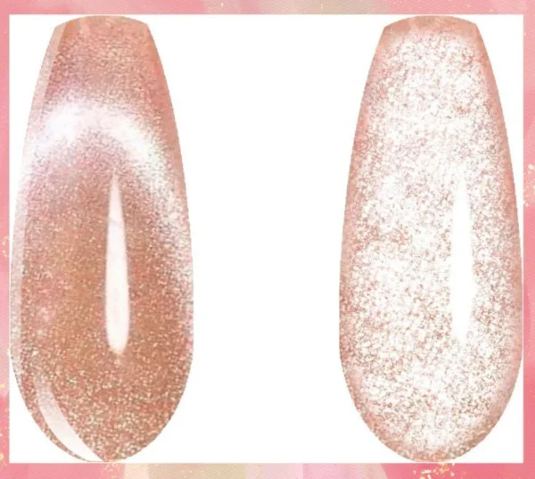 Nailcrafts 9D Cat Eye Gel Nail Polish, Nude with Gold Glitter Shimmer Holographic Nail Polish UV soak Off Magnetic Polish For Manicure - Image 3